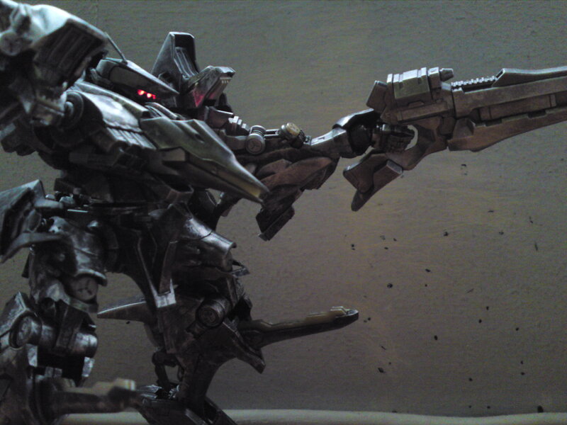 robot action figure with weapon