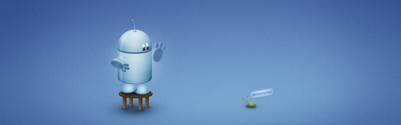 Robot and bug on blue
