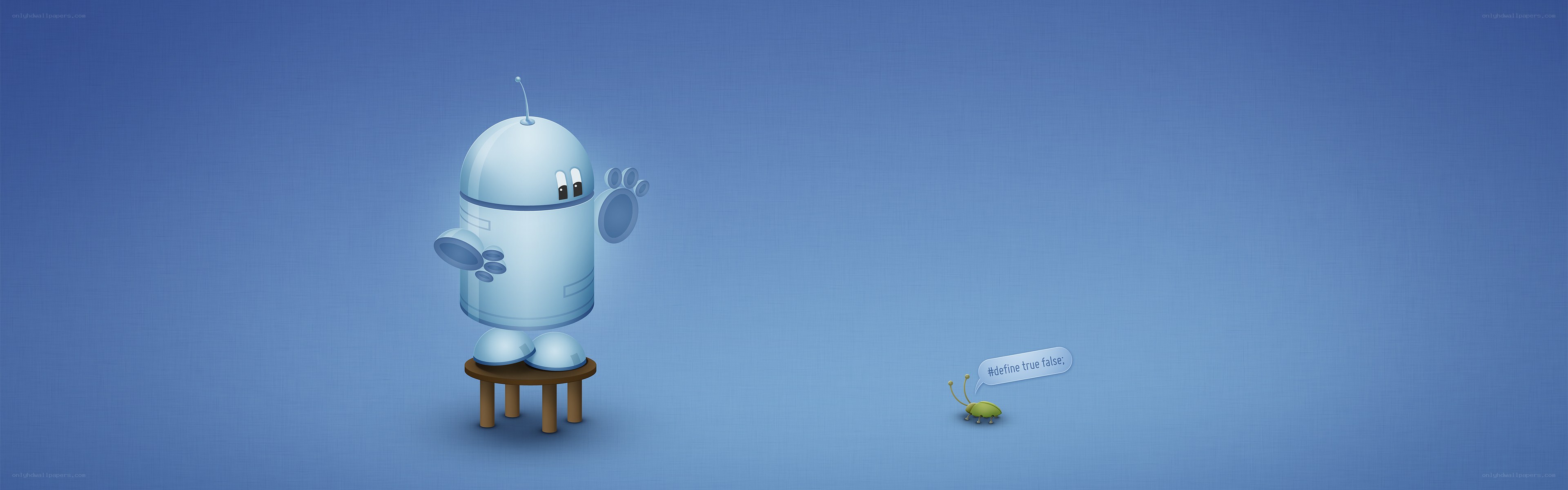 Robot and bug on blue