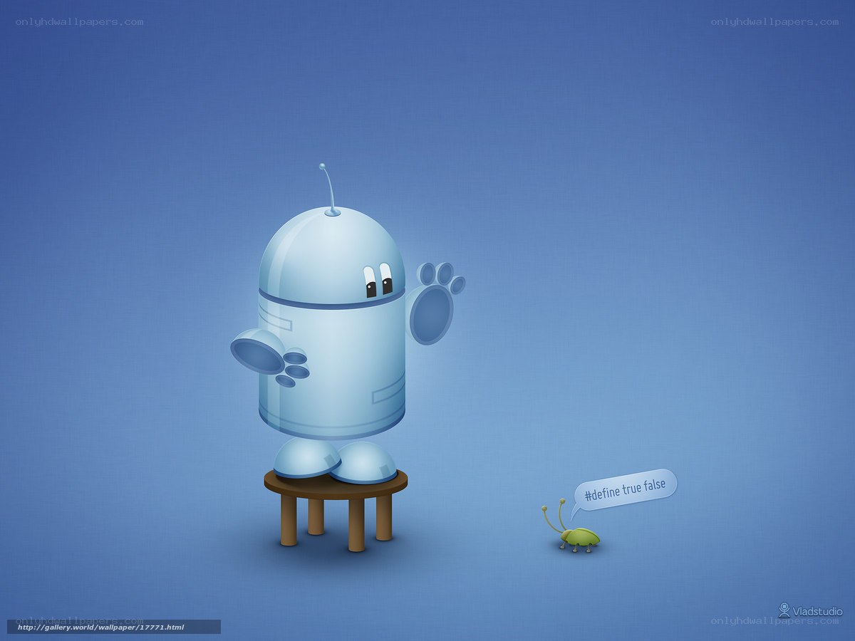 Robot and bug on blue
