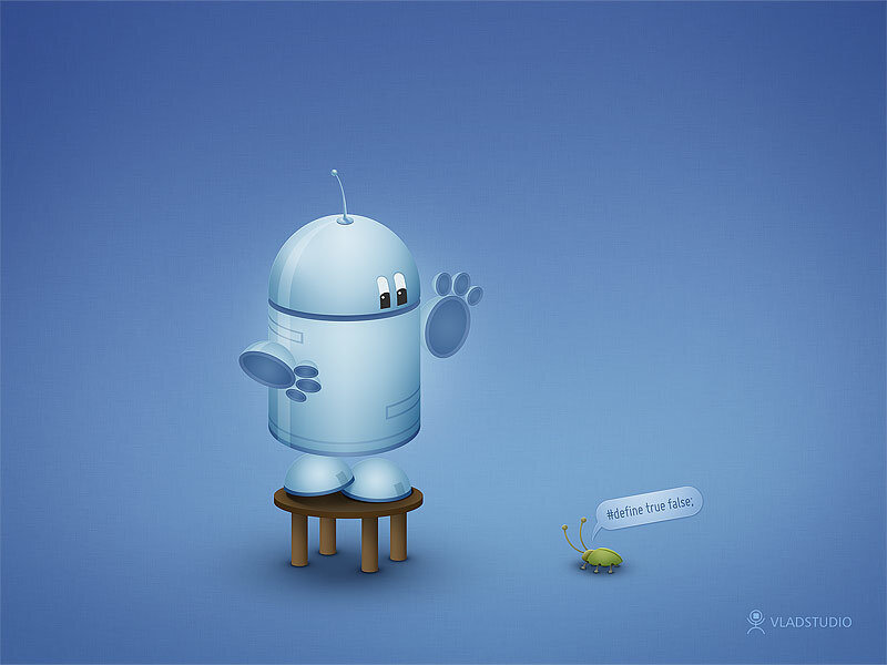 Robot and Bug on Stool