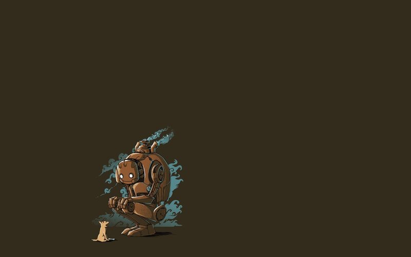 robot and cat illustration