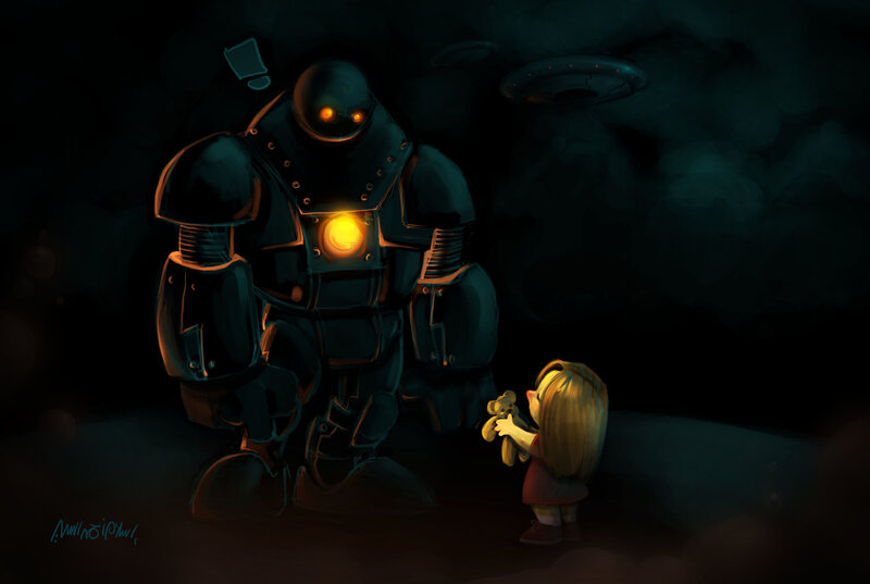 robot and child in dark