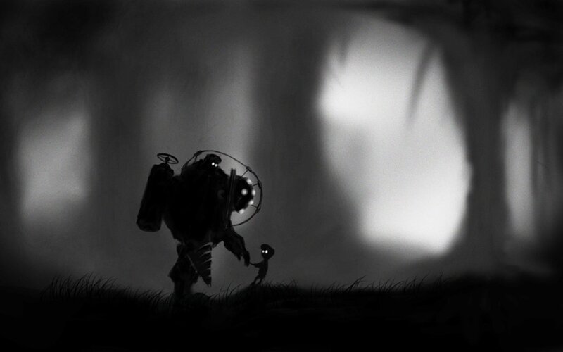 Robot and Child in Forest — Black