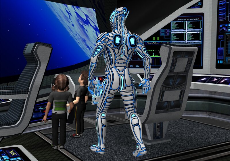 Robot and Children in Cockpit