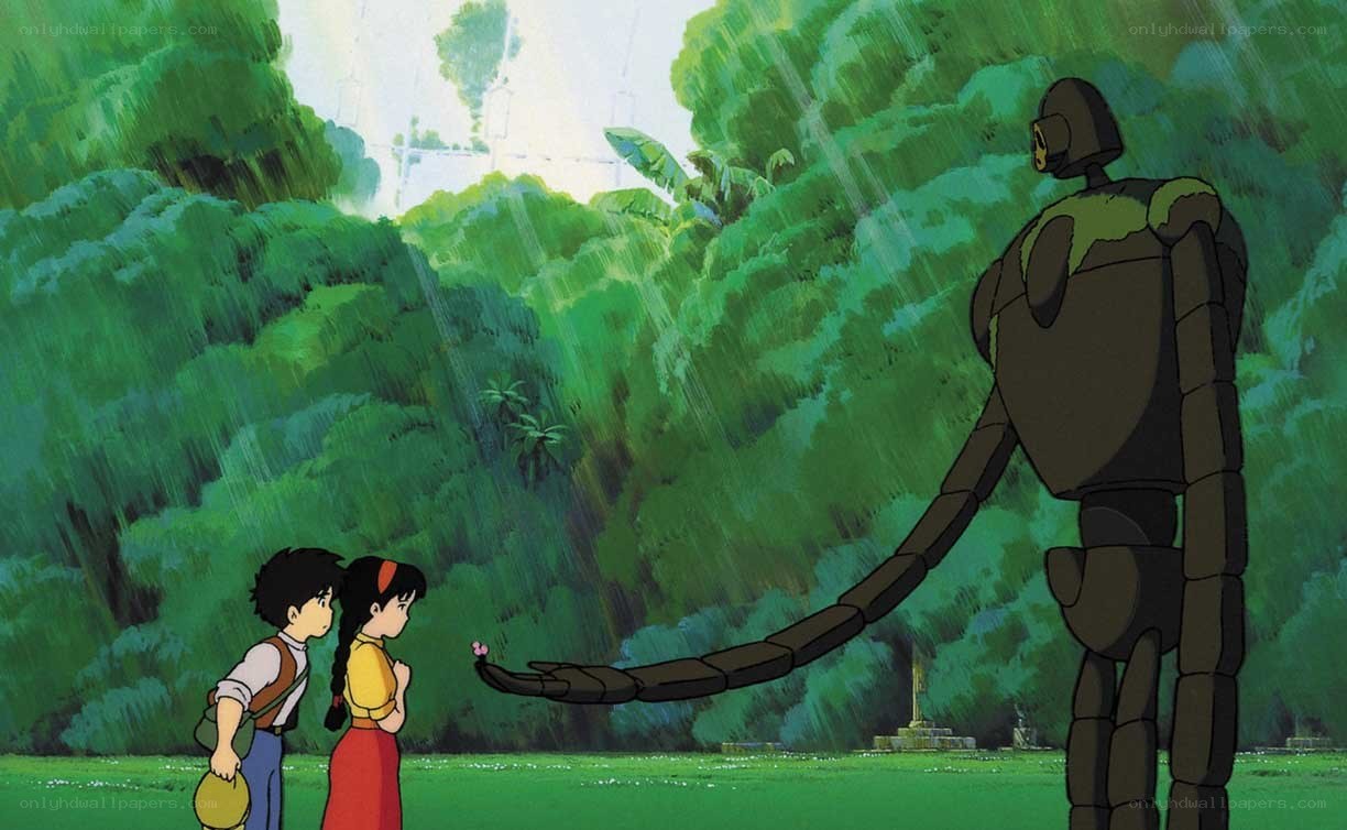 robot and children in forest
