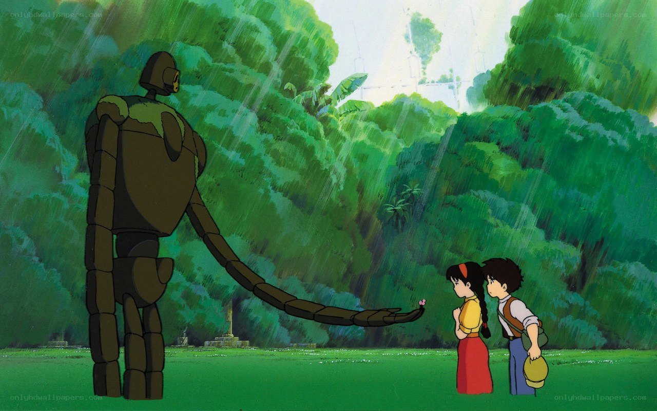 Robot and children in rain