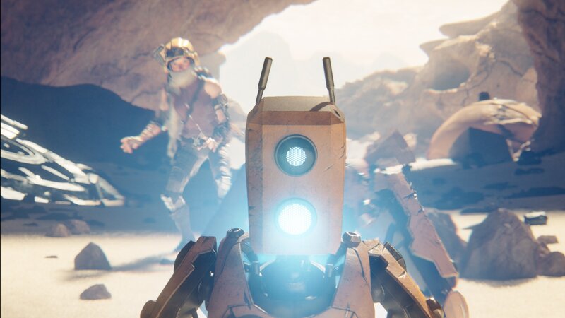 Robot and Explorer in Cave