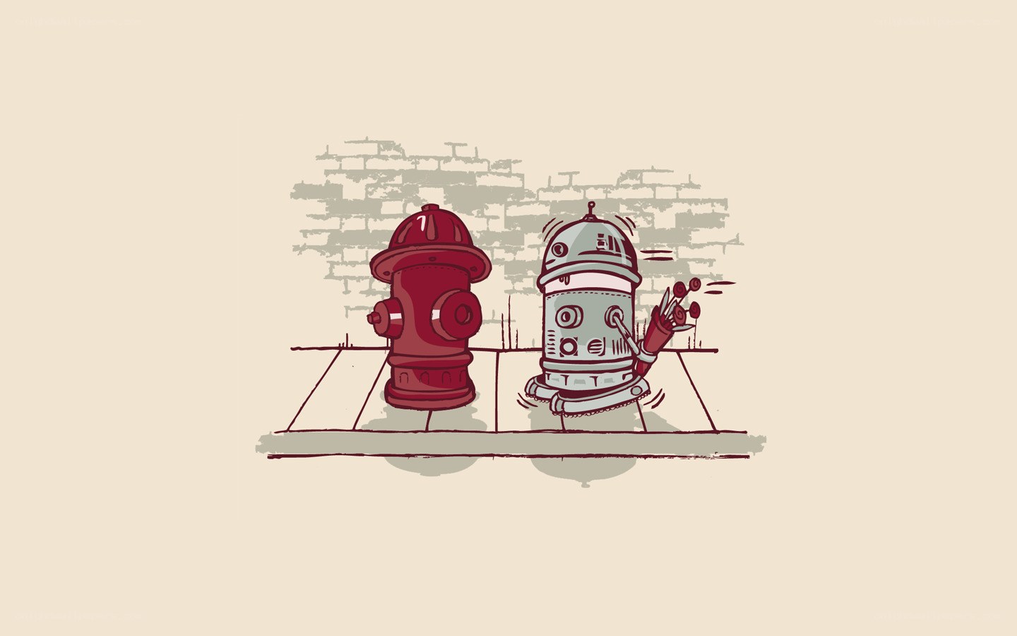 robot and fire hydrant illustration