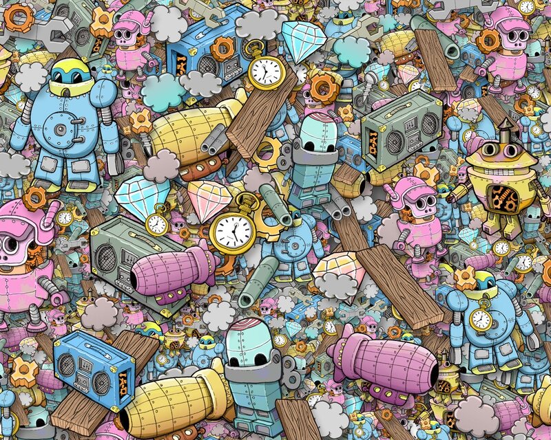 robot and gadget collage