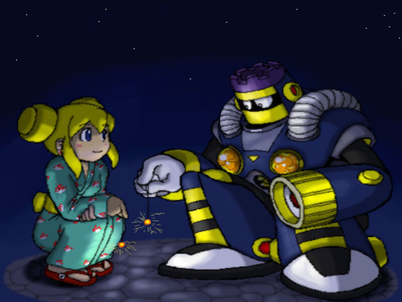 Robot and Girl with Sparklers
