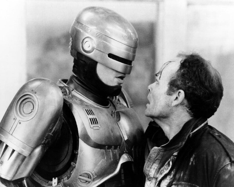 Robot and Man Facing — Black