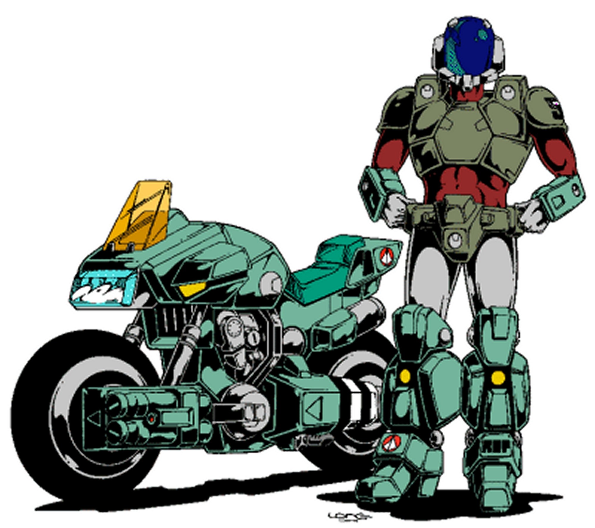 robot and motorcycle concept art