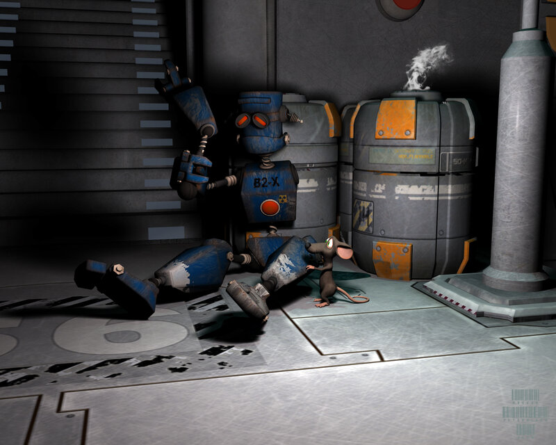 robot and mouse in factory