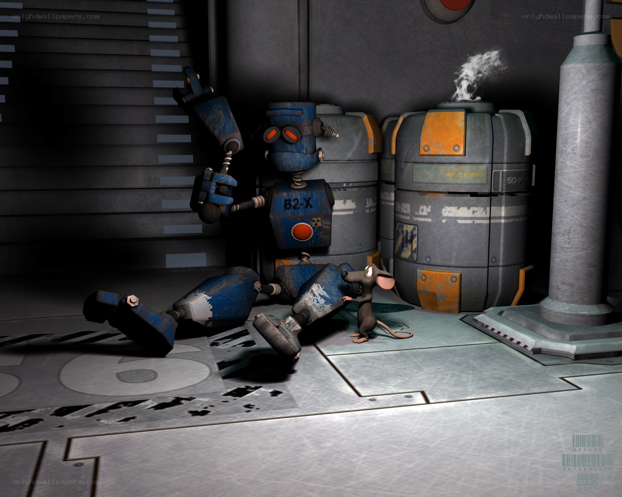 robot and mouse in factory