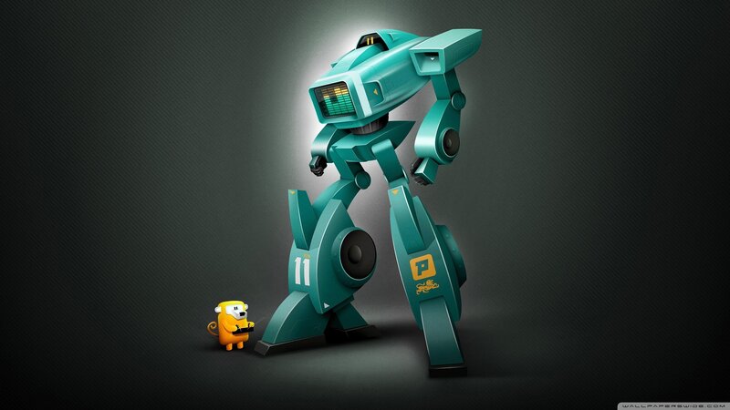 Robot and Small Creature — Teal