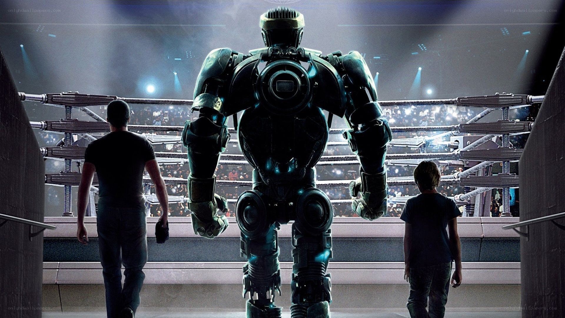 Robot and two people in arena