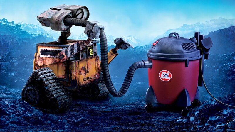 Robot and Vacuum Cleaner — Blue, Dramatic