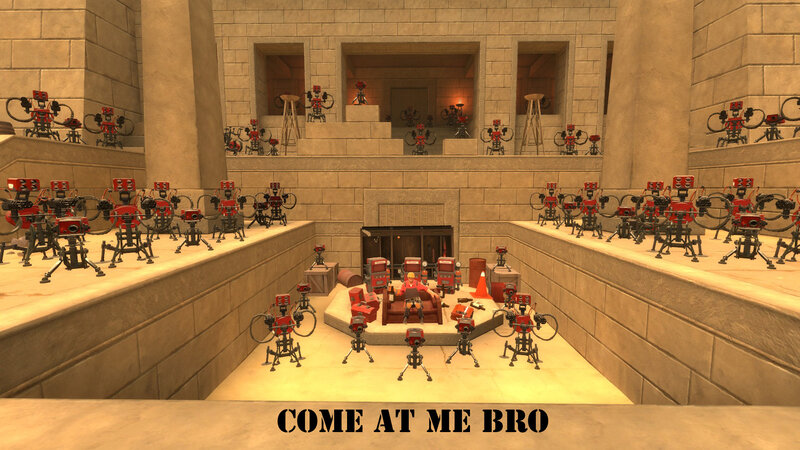 Robot army in ancient hall