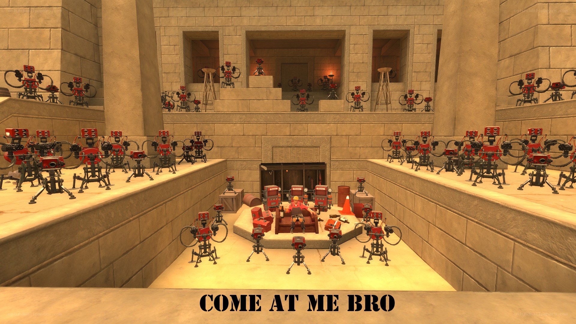 Robot army in ancient hall