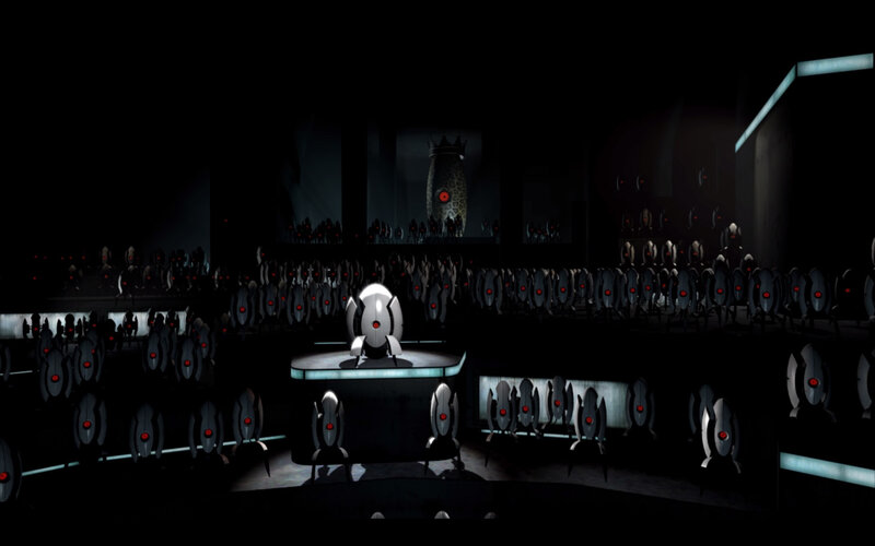 robot assembly in dark chamber