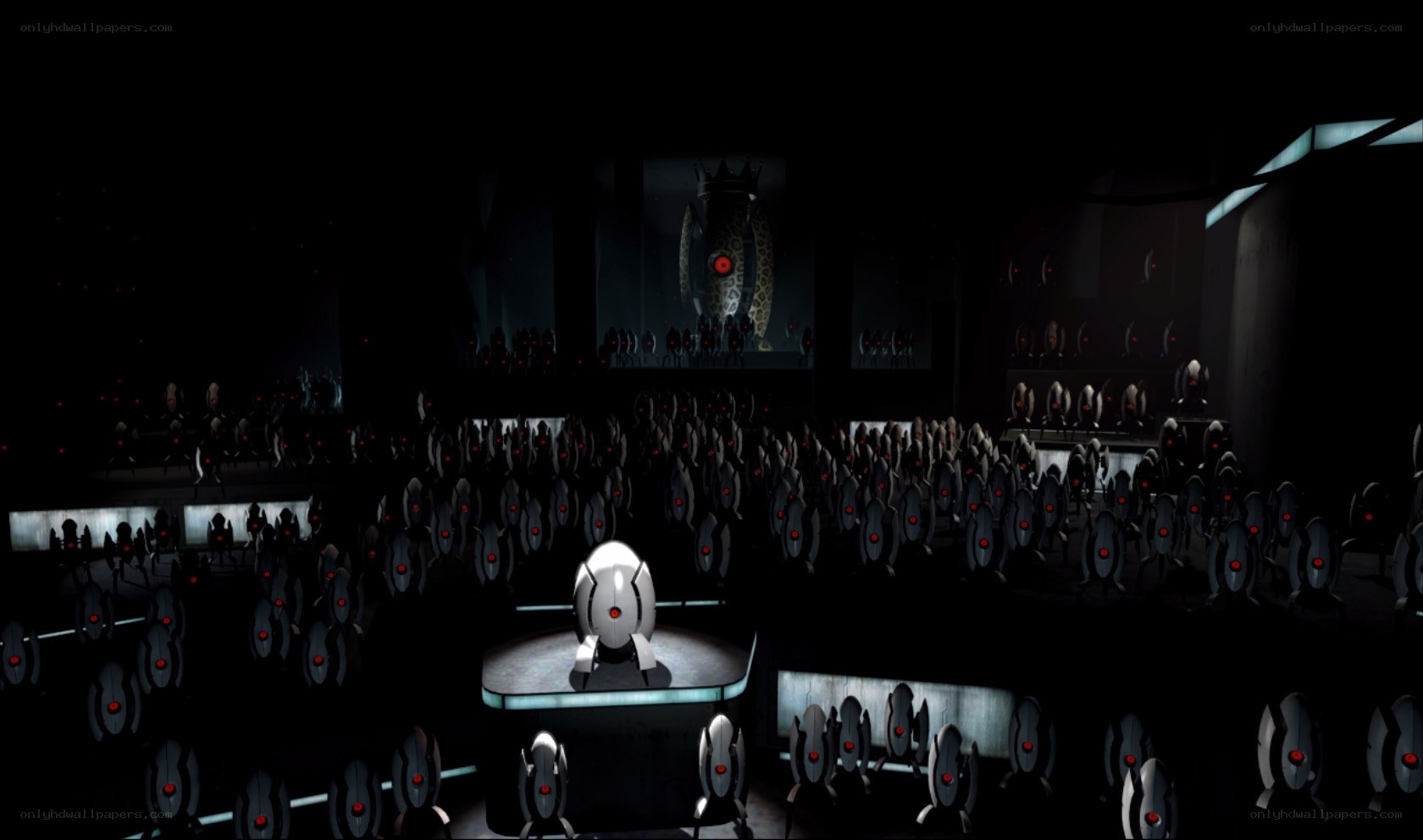 robot assembly in dark chamber