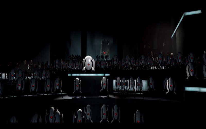 robot assembly in dark hall