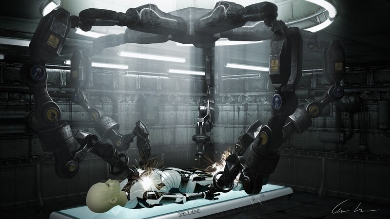 robot assembly in lab