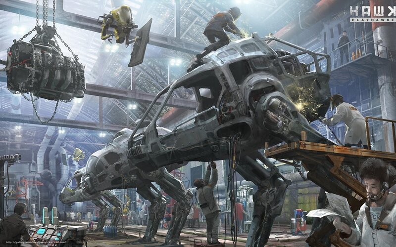 Robot assembly line factory
