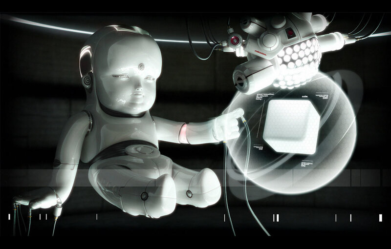 robot baby in lab