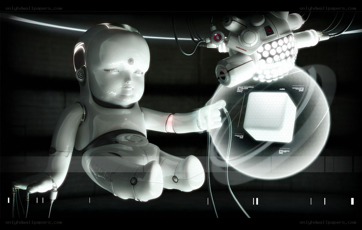robot baby in lab