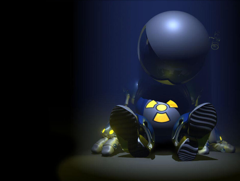 Robot Baby Sitting — Blue, Dramatic