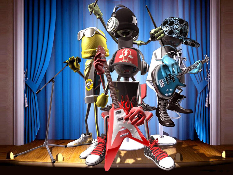 Robot Band on Stage — Blue