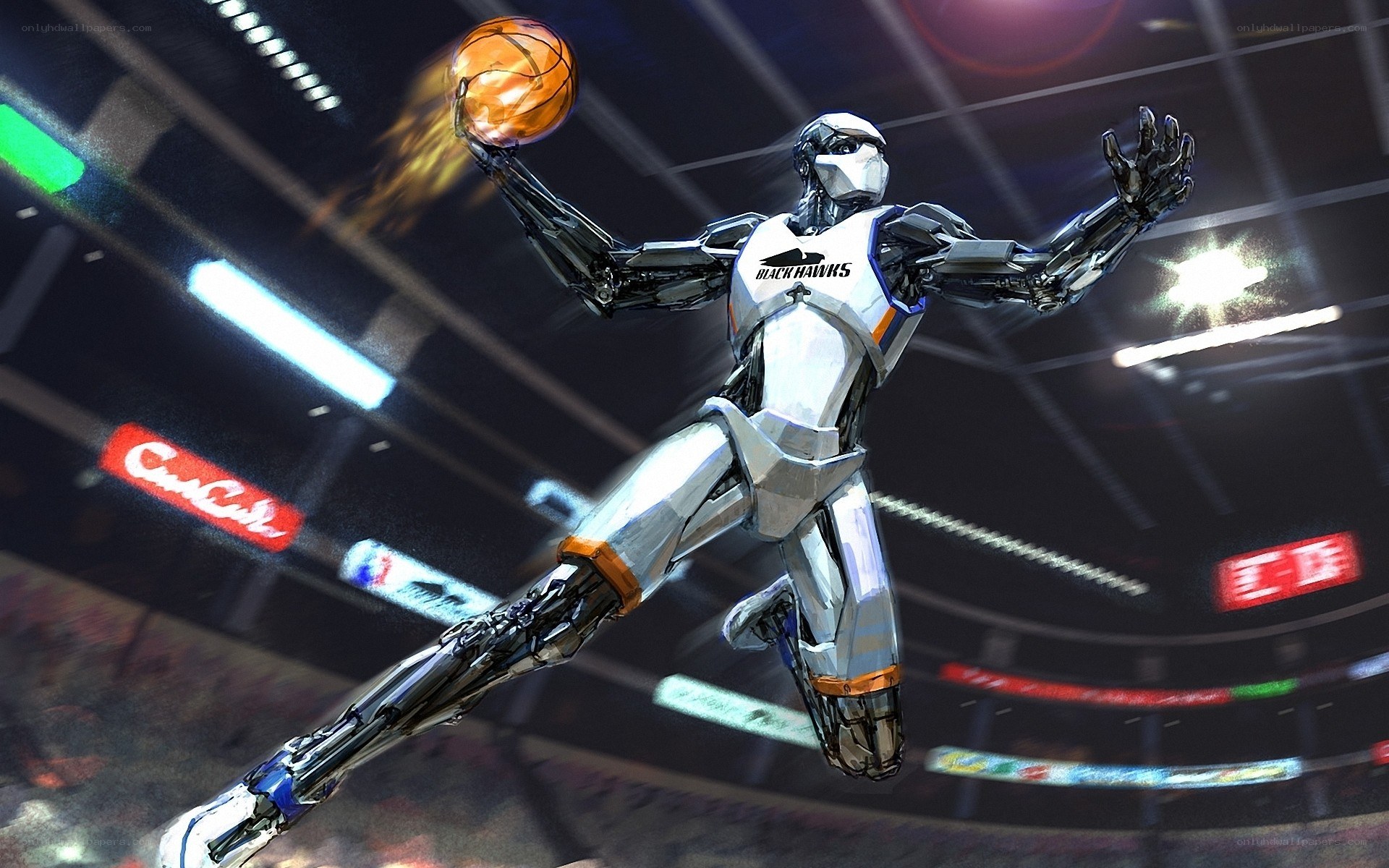 robot basketball player in action