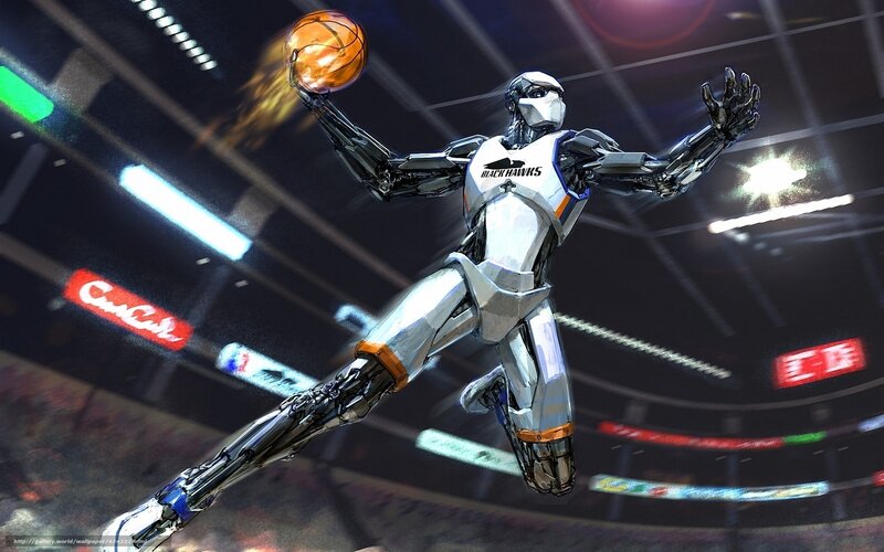 Robot Basketball Player — Silver