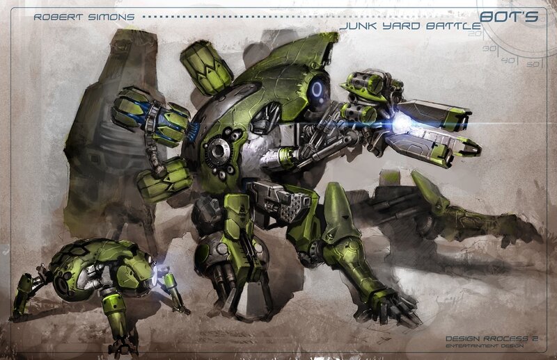 Robot battle concept art