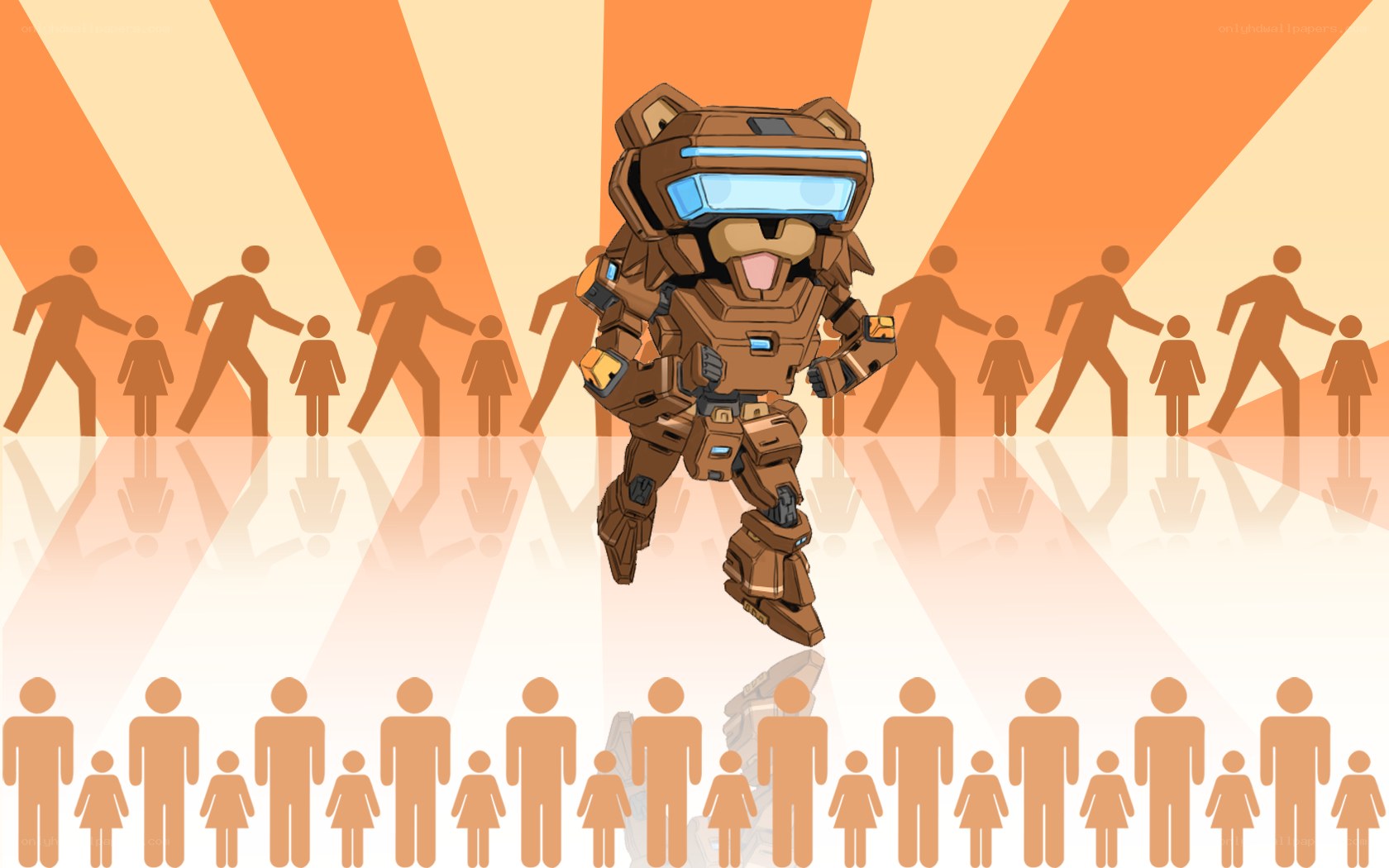robot bear in crowd