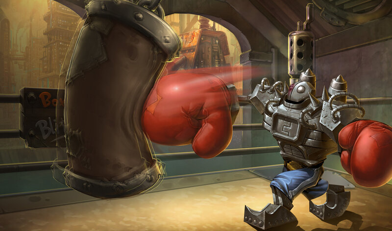 robot boxing in industrial gym