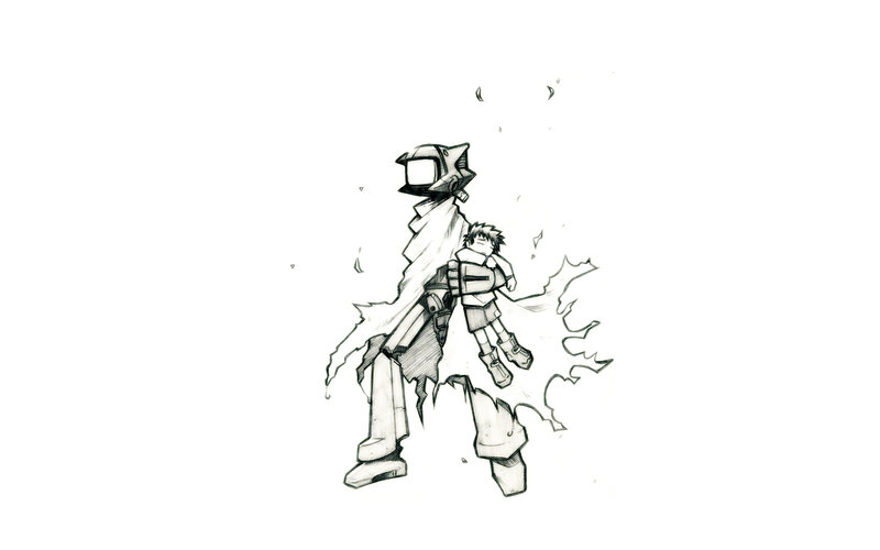 robot carrying a child