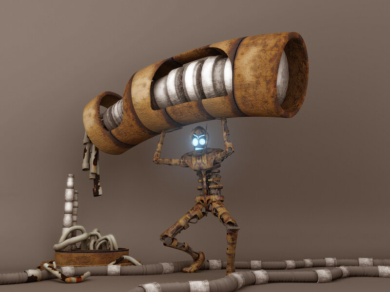 robot carrying large pipe