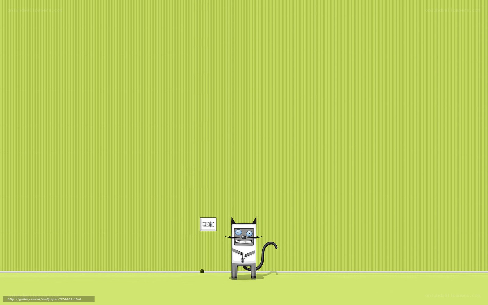 robot cat on green wall