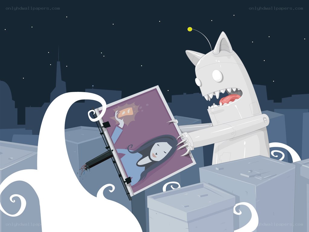 robot cat with photo