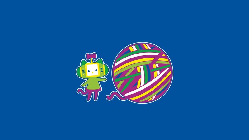 robot cat with yarn ball