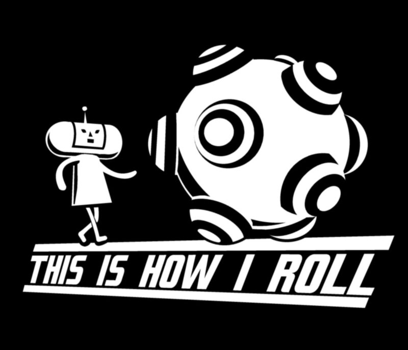 Robot Character and Sphere — Black