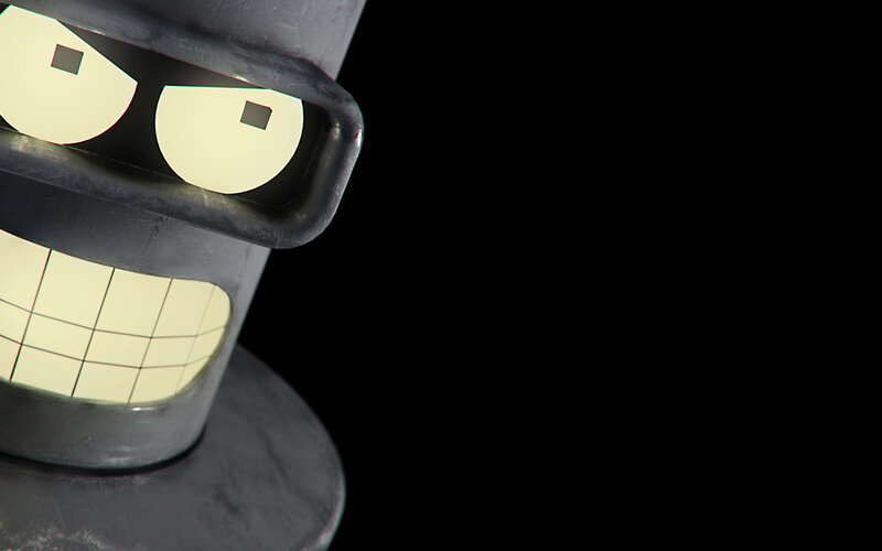 Robot Character Face — Black, Dramatic