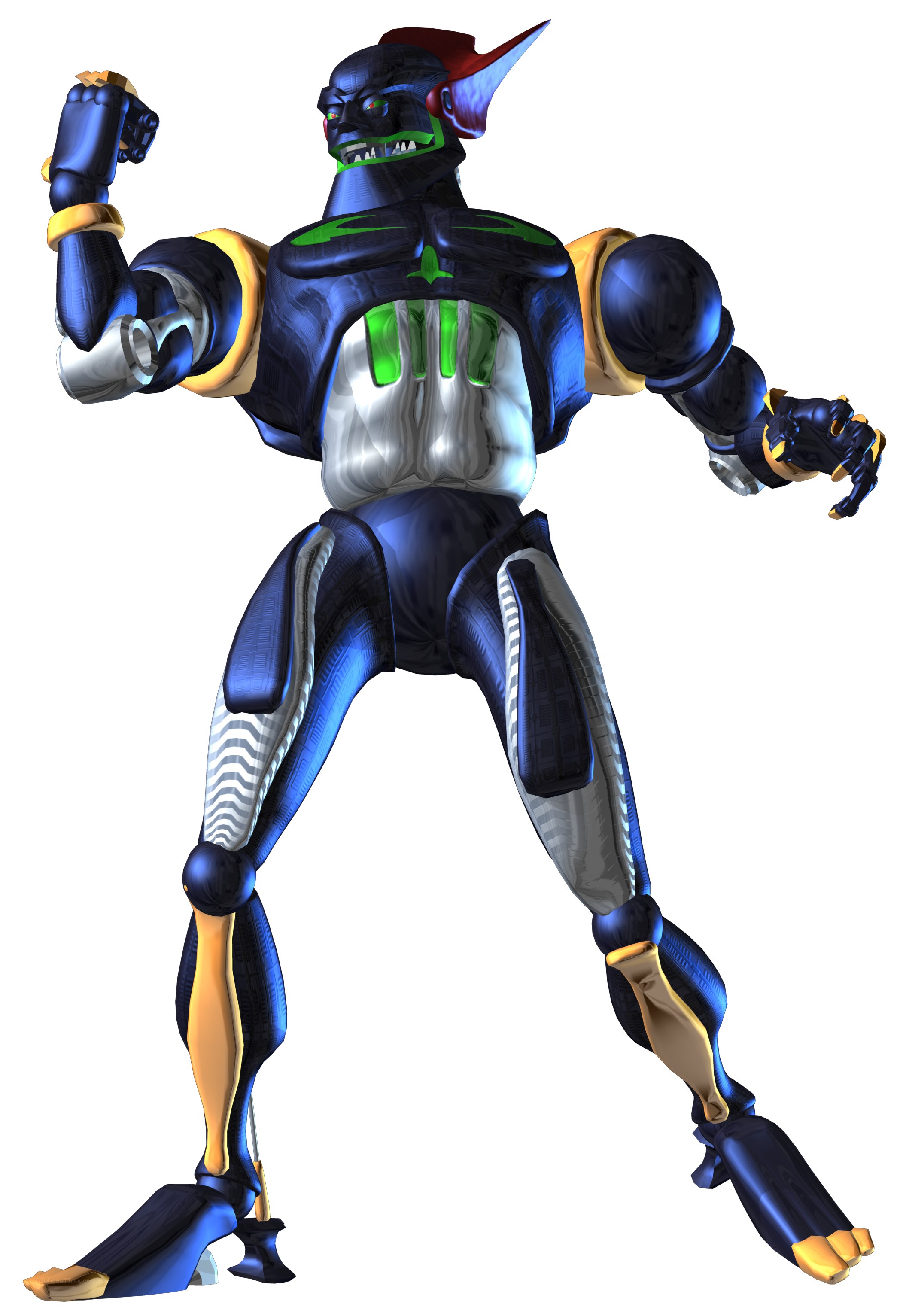 robot character in blue armor