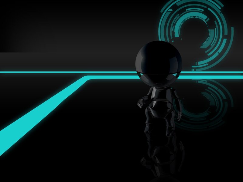 robot character on neon track