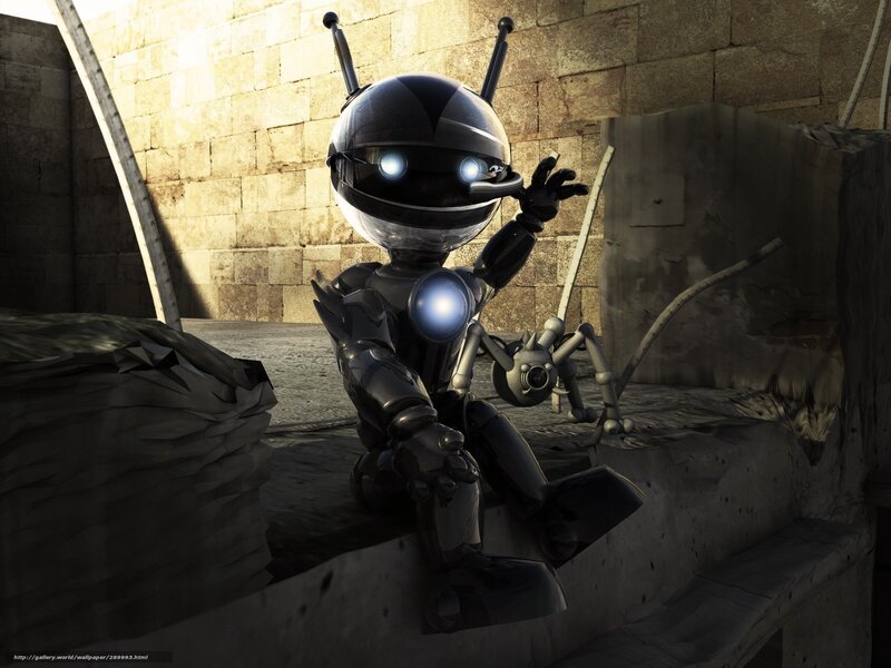 Robot Character Sitting — Black