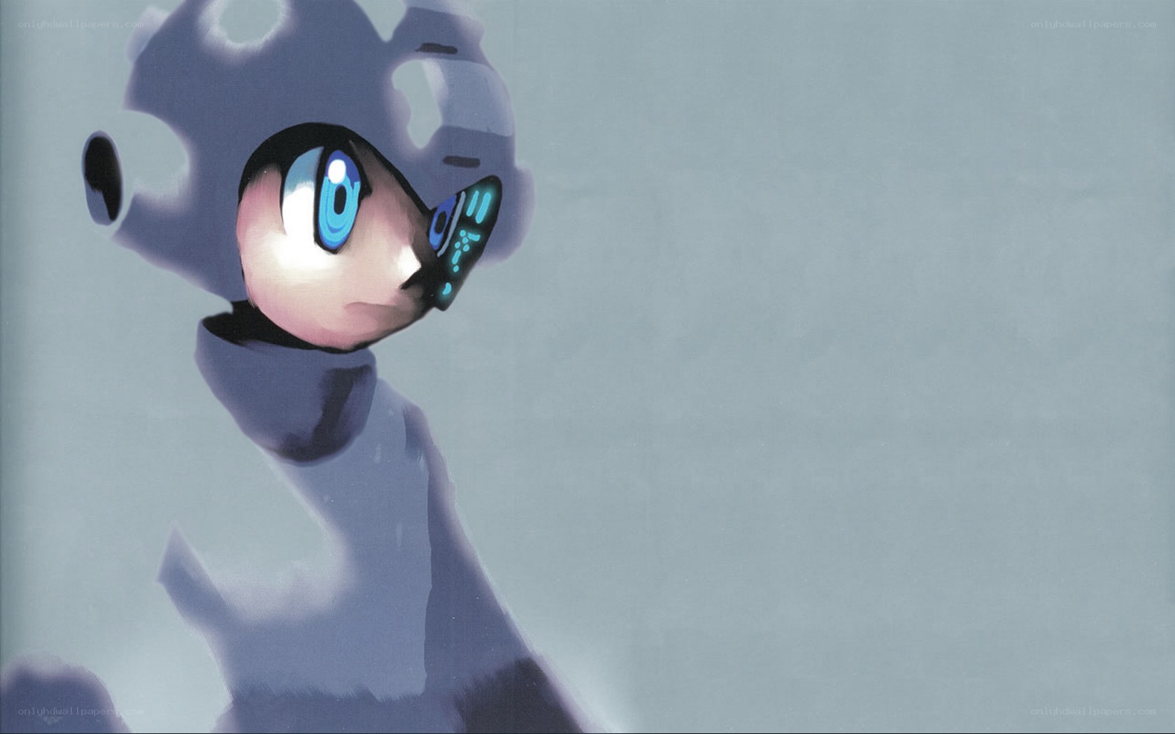 robot character with blue eyes
