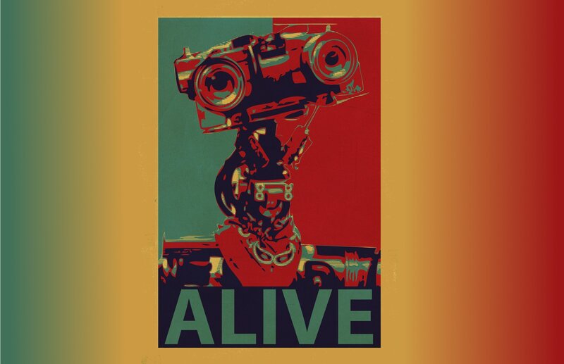 Robot Character with Camera — Red